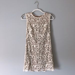 Loft White/Tan Lace Dress